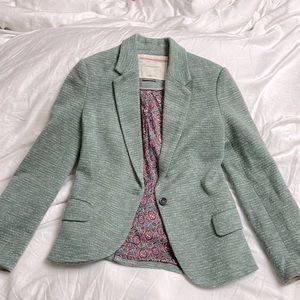 Cartonnier heathered green one button blazer